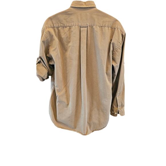 Willis & Geiger double breasted shooting poplin button up roll tab sleeve L # - Picture 2 of 7